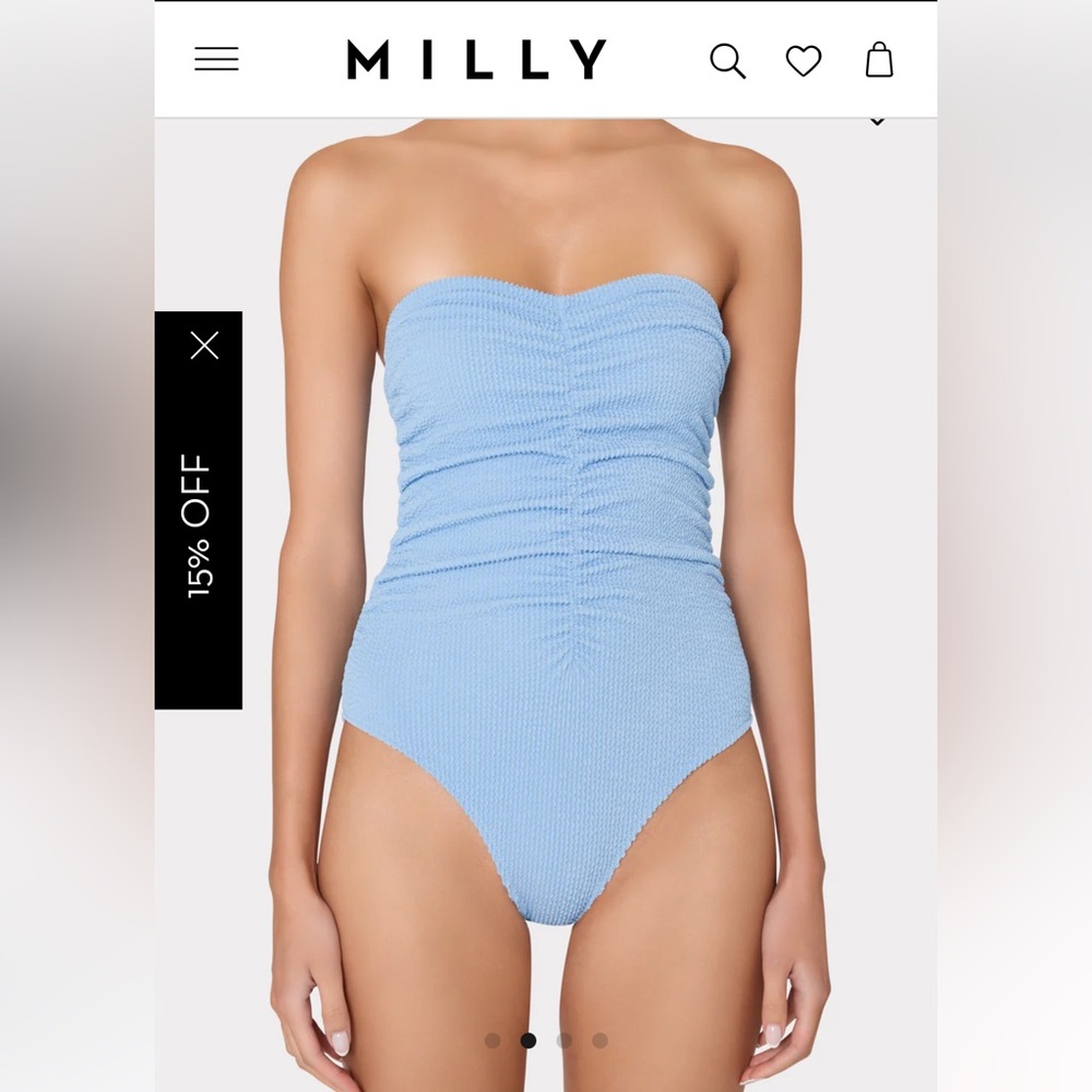 NWT Milly Textured Ruched One Piece Bathing Suit